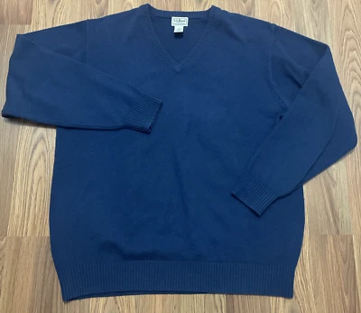 Vintage L.L. Suéter Bean Hombres Grande Alto Azul Marino Mezcla Lana de Cordero Tejido Acanalado Senderismo Foto 1 de 4