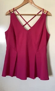 NEW WOMENS CITY CHIC PINK PEPLUM STYLE LINED TOP SIZE S - Foto 1 di 7