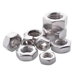 HEXAGON FULL NUTS A2 STAINLESS STEEL M2 M2.5 M3 M4 M5 M6 M8 M10 M12 M14 M16 M20 - Picture 1 of 18