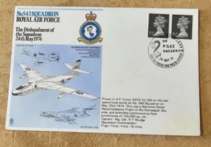 RAF Nº 543 1974 Disolución del Escuadrón Primer Día Cubierta Con Inserto  - Imagen 1 de 2