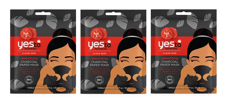 Yes To Tomatoes Clear Skin Detoxifying Charcoal Paper Mask (Pack of 3) - Image 1 of 1