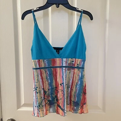 Camiseta sin mangas con correa de espagueti de malla Weston Wear Y2K salpicaduras de pintura tamaño mediano con etiqueta Foto 1 de 4