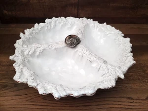 Mud Pie Coral Divided Platter Bowl Nautical Beach Entertainment Condiments - Picture 1 of 8