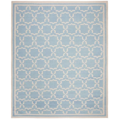 SAFAVIEH Dhurries DHU545B Light Blue / Ivory Rug - Image 1 of 4