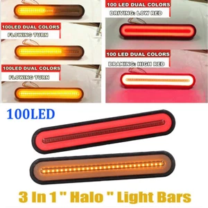2x Neon LED RV Trailer Truck Stop Flowing Turn Signal Brake Rear Tail Light Bar - Picture 1 of 12