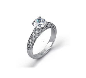 Simon G 18KT White Gold and Diamond RIng New With Tags MR1697 - Picture 1 of 1
