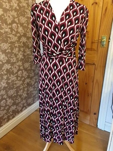 M&Co Purple Geometric Print Midi Dress Size 10 BNWT - Picture 1 of 3