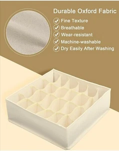 2 Packs 16&24 cells Premium clothes drawer organizers beige - Picture 1 of 8