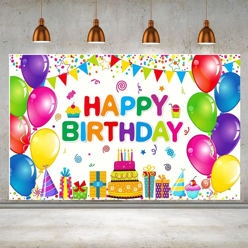 Happy Birthday Banner Backdrop for Party Decoration Supplies Large 71 X 43”