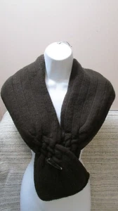 Vintage Women's BURBERRY Brown Cable Knit Merino Cashmere Scarf Cape - Picture 1 of 5