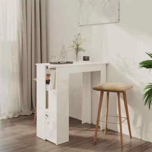 Bartisch mit Regal Hochglanz-Weiß 102x50x103,5 cm Holzwerkstoff - Bild 1 von 8