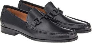 Salvatore Ferragamo Grandioso 2 Men Black Leather Moccasins Shoe Box 10.5 EEE - Picture 1 of 4