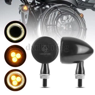 2X Luces intermitentes LED intermitentes para motocicleta blanco ámbar indicador de funcionamiento negro Foto 1 de 4