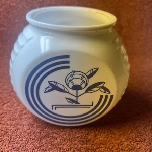 Vtg Anchor Hocking Fire King Blue Circle Art Deco Grease Jar - Picture 1 of 9