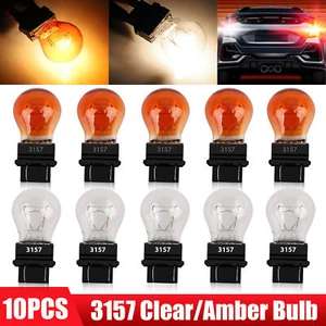 10X 3157 Clear White&Amber Tail Signal Brake Light Bulb Lamp Super Bright - Picture 1 of 9