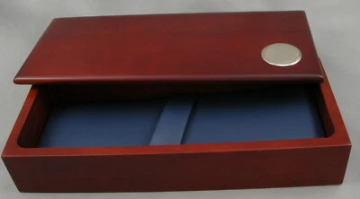 Caja de regalo para bolígrafos de madera - Madera de caoba con caja interior azul para bolígrafos - 2 cajas - Nuevo Foto 1 de 4