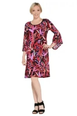Bob Mackie Wearable Art Women Medium Red Multi Tropical Paradise Knit Dress NWT - Image 1 of 4