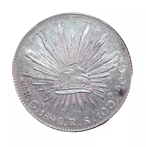 1892 GoRS MEXICO SILVER 8 REALES - CIRCULATED - POSSIBLY 1892/0 - KM377.8 - Picture 1 of 3