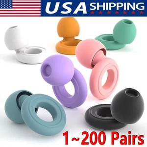 Reusable Silicone Ear Plugs Noise Cancelling Earplugs Protector Study Sleep Swim - Picture 1 of 13