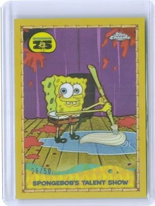 SPONGEBOB'S TALENT SHOW 2025 Topps Chrome SpongeBob GOLD REFRACTOR 28/50 #25-8 - Picture 1 of 2