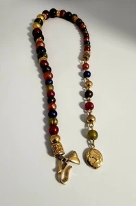 Vintage Necklace Lci Bead Stand Clasp Costume Jewelry Multi Color Gold Tone - Picture 1 of 12