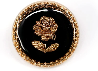 20 Pcs Elegant Black Enamel Rose Sewing Metal Shank Buttons for Coats -23Mm -7/8 - Image 1 of 4