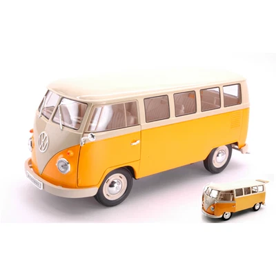 VW T1 BUS 1963 ORANGE WITH CREAM ROOF 1:18 Welly Auto Stradali Modellino Nuovo - Immagine 1 di 3