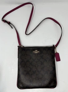 Borsa a tracolla Coach Signature North South marrone - rosa F35940 - Foto 1 di 8