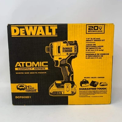 New Dewalt DCF809D1 20V MAX ATOMIC 1/4 Cordless Brushless Compact Impact Driver - Image 1 of 4