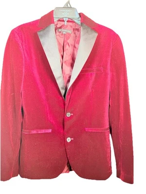 Inc Velvet Men’s Red Wine Tuxedo Jacket  Blazer Sz XS Satin Lapel Holiday Party - image 1 of 4