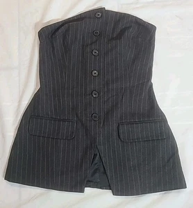 Topshop anthrazit trägerloses Nadelstreifen Trägertop Größe 4 - Bild 1 von 15