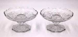 PAIR OF McKEE ROCK CRYSTAL CLEAR 5" DIAMETER FOOTED SINGLE-LIGHT CANDLESTICKS - Picture 1 of 3
