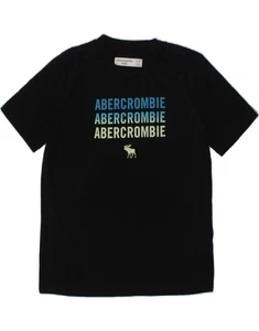 ABERCROMBIE & FITCH Boys Graphic T-Shirt Top 7-8 Years Black Cotton AP05 - Picture 1 of 3