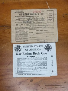 Vintage Rare War USA Ration Book  1 & 3 Lot Of 2 Used As Is See Pics - Foto 1 di 9