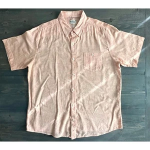 Wetterfestes Vintage Pfirsich Waschbar Leinenmischung Knopfleiste Hemd Herren Größe XL - Bild 1 von 9