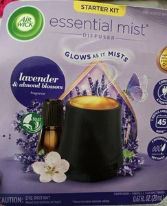 NIP Air Wick Essential Mist Diffuser Lavender & Almond Blossom Starter Kit - Picture 1 of 8