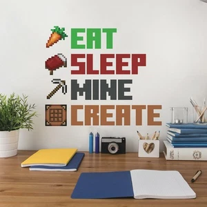 RMK5007SCS Minecraft Eat Sleep Mine Create Quote Peel and Stick Wall Decal - Picture 1 of 5