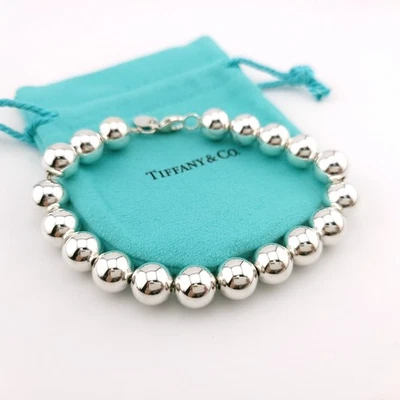 Pulsera Tiffany & Co. de plata esterlina de 10 mm con cuentas de bola resistentes de 8,25" pulgadas Foto 1 de 4