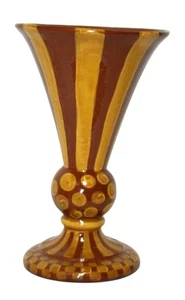 MacKenzie-Childs Wittika Peanuts Vase 12" Hand-Painted Brown/Gold 2000 Farmhouse - Picture 1 of 10