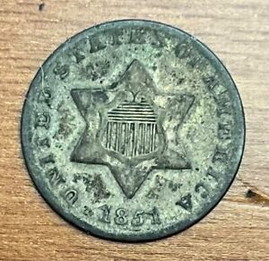 1851 3C Three Cent Silver  VF?