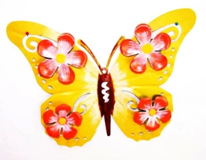 Schmetterling Wanddeko Garten aus Metall Gelb Gartendeko Deko Neu - Bild 1 von 1