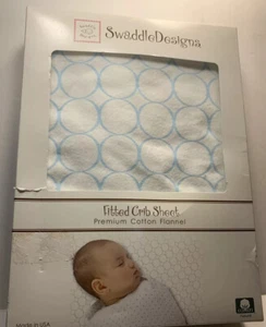 Hoja de cuna ajustada Swaddle Designs - pastel con círculos mod - azul verdadero SD-436 TB - Imagen 1 de 12