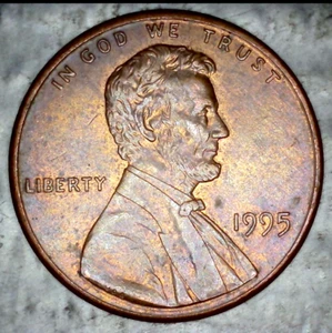 1995 P Lincoln Cent | Die crack down to beard from top rim. NICE! - Picture 1 of 3