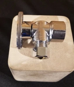 Keeney K2048PCLF Brass 1/2" FIP x3/8" OD 1/4 Turn Angle Valve Chrome SHIPS FREE - Picture 1 of 9