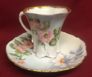 Vintage Rosenthal Floral Chocolate Cup & Saucer #5 Hand Painted - Picture 1 of 5