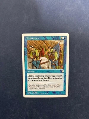 MTG PORTAL THREE KINGDOMS EXHAUSTION NM ENGLISH P3K RARE BLUE SORCERY CARD - Image 1 of 4