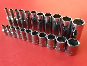 NEW DEWALT 22 Piece 1/4" Drive 6pt Deep & Shallow Metric Socket Set 4mm to 14mm - Picture 1 of 16