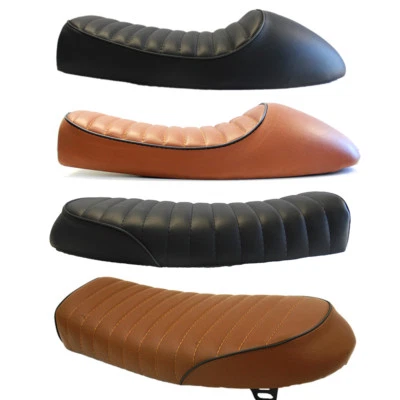 W/ Universal Motorcycle Flat & Hump Saddle Cafe Racer Refit Vintage Seat Cushion - Image 1 of 4