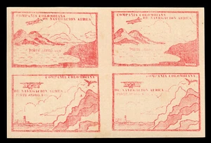 Colombia Air Post C11C-C11D 10c Red Brown Block of 4 VF MNH. 1 - Picture 1 of 2