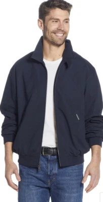 WEATHERPROOF 海军蓝超细纤维高尔夫夹克 L 大号 lcsr 135 美元 — 第 1/4 张图片